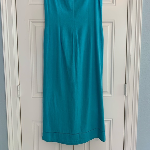 Talbots Linen Turquoise Dress Sz 10 - Picture 2 of 5